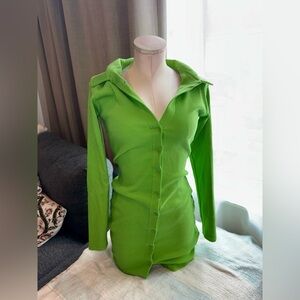Green Button-Up Women's mini dress